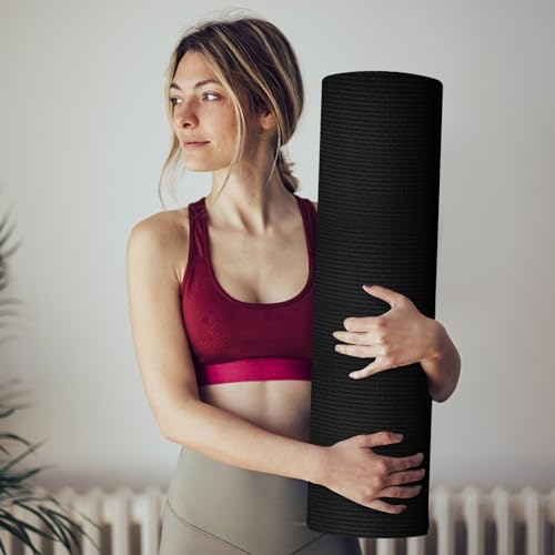 Non Slip Yoga Mat 1/5" Thick High Density Non Slip Anti-Tear Exercise Mat with Carrying Strap Hot Yoga Mat for Pilates, Workouts, Floor, Home Yoga, Stretching, Fitness, Gym