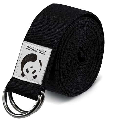 Yoga Strap for Stretching,Cotton Yoga Strap with Adjustable D-Ring Buckle,Non-Elastic Yoga Belt for Pilates,Gym Workouts,Physical Therapy,Improve Flexibility - color: Black, size: 6 Feet