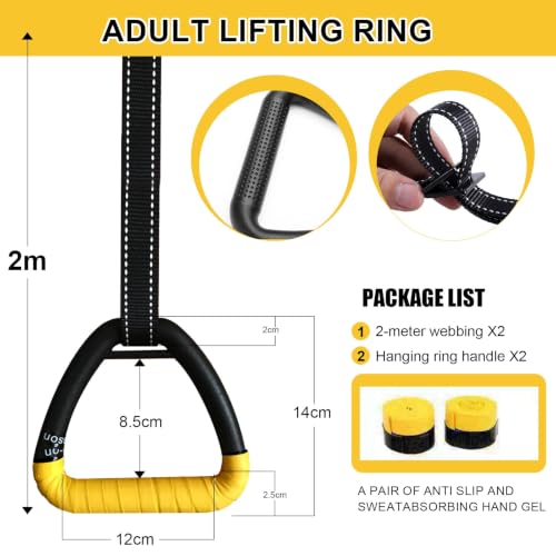 Gymnastic Rings, Gymnastic Rings Equipment, Pull-up Gymnastic Rings, Home Gymnastic Rings no-Punch bar Lanyard for Training Workouts - color: Yellow