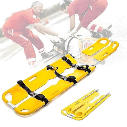 Adjustable Scoop Stretcher for Patient Transfer, Folding Medical Rescue Board with Safety Straps, 350 Lb Capacity, Portable PE Stretcher for Emergency Situations