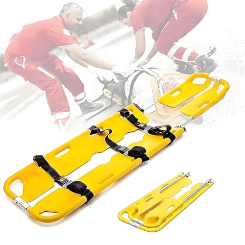 Adjustable Scoop Stretcher for Patient Transfer, Folding Medical Rescue Board with Safety Straps, 350 Lb Capacity, Portable PE Stretcher for Emergency Situations