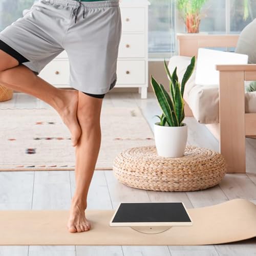 LALAFINA Wooden Yoga Balance Board Wobble Board Anti-slip Fitness Prop for Adults Home Workout Coordination Training Stability Exercise Equipment
