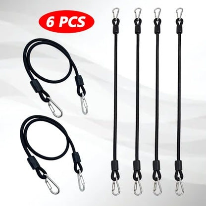 6 PCS Stepper Resistance Bands 30 inch Multi-Functional Pulling Rope Fitness Resistance Belt Double Headed Metal Buckle,Suitable for Fitness Rally Training.-Black
