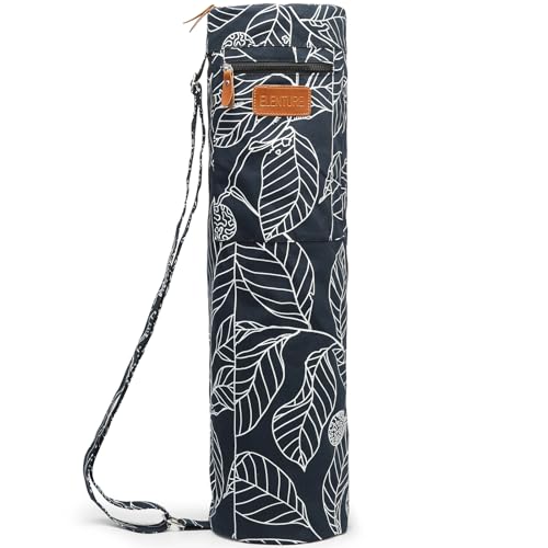 Canvas Yoga Mat Bag with Adjustable Strap & Pockets, Full-Zip Travel Gym Tote for Women & Men, Fits 1/4" & 1/3" Thick Mats, Lightweight Carrier for Yoga, Studio, Workout, Outdoor Use