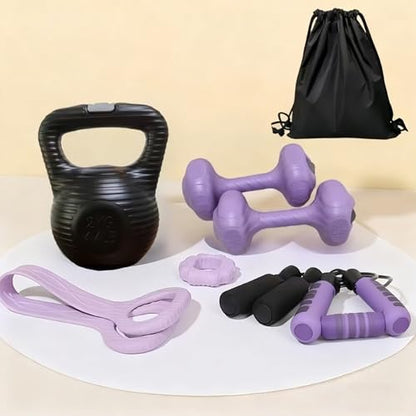5-Piece Yoga and Fitness Set: Home fitness equipment Includes Resistance Bands, Hand Gripper, Jump Rope, 2pcs Water-Filled Dumbbells, and 1 Water-Filled Kettlebell, Entry-level Fitness set，christmas gifts，Holiday Gift,Gifts for Women & Men - color: Black