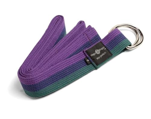 Hugger Mugger D-Ring Cotton Yoga Strap - Super Strong Cotton, Metal D-Ring Buckle, Multiple Lengths Available - color: Multi-Stripe, size: 8 ft.