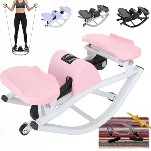 Rock Stepper Side To Side Lateral Rocking Home Workout Machine With Resistance Band ＆Anti-Slip Mat Protects Knees And Joints Portable Compact Leg Hip Ab And Core Muscle Trainer Built-In Counter