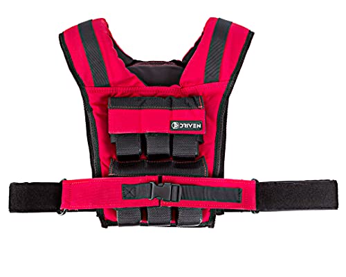 Driven | 28lb Red Weight Vest | Gym Adjustable Removable Weights | Calisthenics Fitness Body Training 1000D Nylon