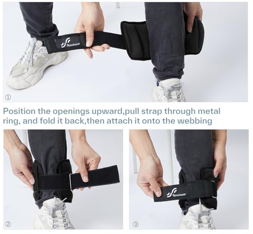 Sportneer Adjustable Ankle Weights Set - 1 Pair (2-10 lbs) Removable Sandbags for Women & Men, Comfortable Neoprene Leg Weights for Walking, Running, Pilates, Yoga, Home Workout & Physical Therapy
