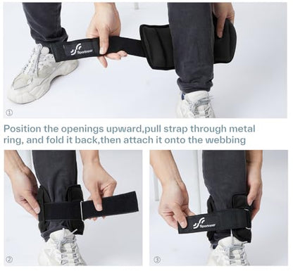 Sportneer Adjustable Ankle Weights for Women and Men 7 lbs/Pair Adjustable Leg Weights with Secure Straps, Strength Training Weighted for Yoga, Walking, Running, Aerobics, Gym, Physical Therapy - color: Black