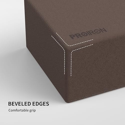 PROIRON Yoga Blocks, 2 Pack Supportive High Density Premium Eva Foam, Soft Non-Slip Surface with Curved Edges Stretch Blocks For Yoga, Pilates, Stretching - color: Brownish Coffee