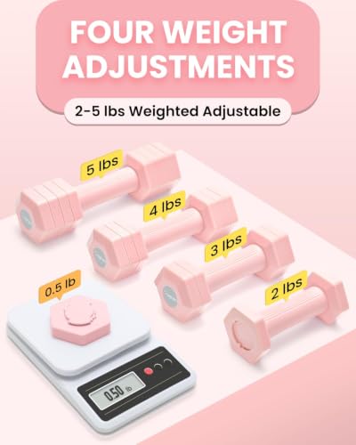 Adjustable Dumbbell Set, 4-in-1 Hand Weights, 5/6 LB Pair for Women Men - color: Pink, style: 10 lbs Pair [5 lbs Each]