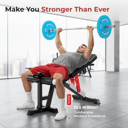 Adjustable Leg Extension and Curl Machine, Foldable Pro Heavy-Duty Weight Bench, 1600LBS Workout Bench, 21-Position Multifunctional Weight Benchs, Iscc Plus Certified for Home Gym