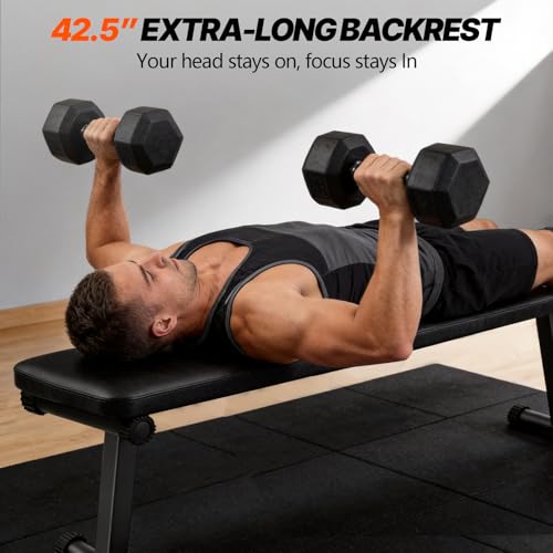 Flat Weight Bench, Foldable Flat Bench, for Multi-Purpose Weight Training, Sturdy Strength Training Workout Bench, Space-saving Bench Press Flat Exercise Bench, for Home Gym
