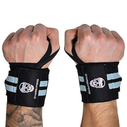 Gymreapers Weightlifting Wrist Wraps (IPF Approved) Professional Quality Wrist Support with Heavy Duty Thumb Loop - Best Wrap for Powerlifting Competition, Strength Training, Bodybuilding - color: Blue