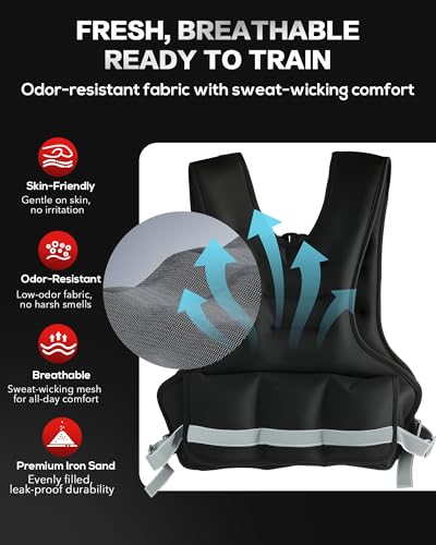 Weighted Vest for Women & Men with U-Shaped Breathable Design, Adjustable Weights 8–18lbs for Walking, Running, Rucking – Strength Training Weighted Vest with Adjustable Straps and Large Phone Pocket