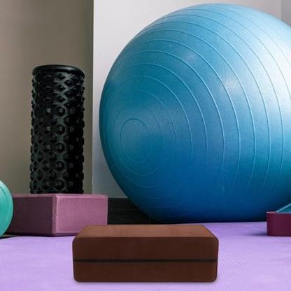 VICASKY Yoga Eva Foam Blocks Non-slip Balance and Stretching Bricks Thickened Coffee Color 200g Lightweight Exercise Pilates Meditation Accessories for Home Workout and Travel