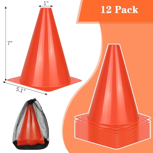 PXZBLG 12/24/50pcs Soccer Cones, 7" Soccer Cones, Plastic Traffic Cones, Training Cones for Basketball Football Skating Drills Practice