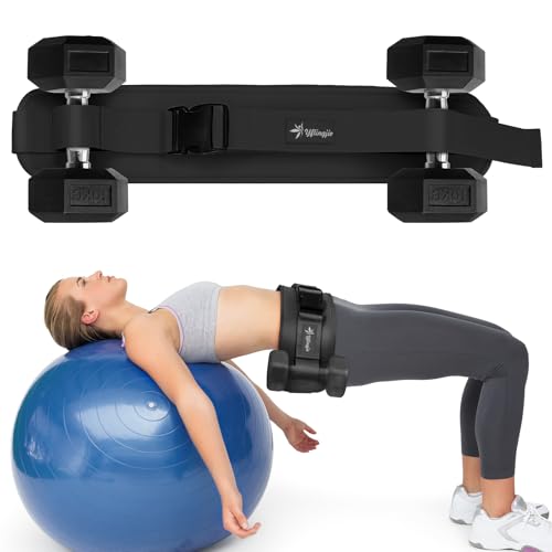 Hip Thrust Belt for Dumbbells & Barbells, Premium Leather Non-Slip Glute Bridge Pad for Booty & Lower Body Workouts, Adjustable Weight Belt for Women Home Gym Training - color: black