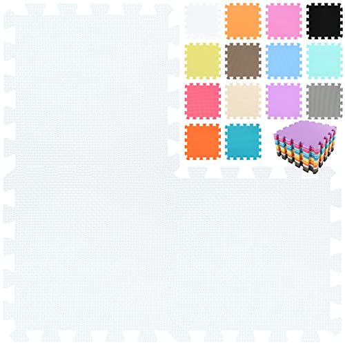 qqpp EVA Rubber 18 Tiles Interlocking Puzzle Foam Floor Mats - Baby Play Mat for Playing | Exercise Mat for Home Workout. White. QC-Ab18N - color: White, size: 18 Tiles