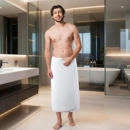 POLYTE 380 GSM Poly Blend Microfiber Quick Dry Waffle Bath Towel, 30x60 in - color: White