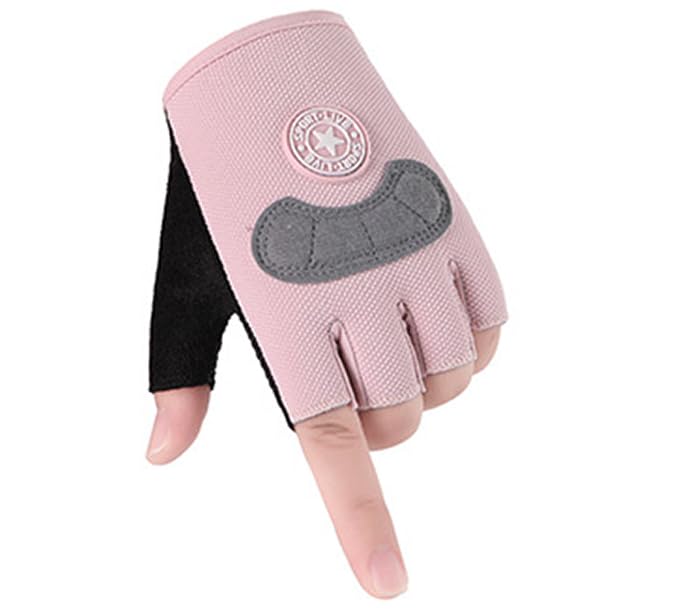 Kids-Fingerless-Cycling-Gloves Non-Slip Exercise Gloves for Youth Girls - color: Circle Pink, size: Large