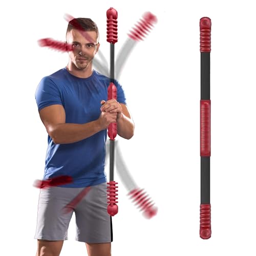 Fitness Bar for Workout,Elastic Exercise Bar, Vibration Weight Stick,Body Physical Therapy,Core Strength Training,Arm Shoulder Stretch At Home Gym. - color: red