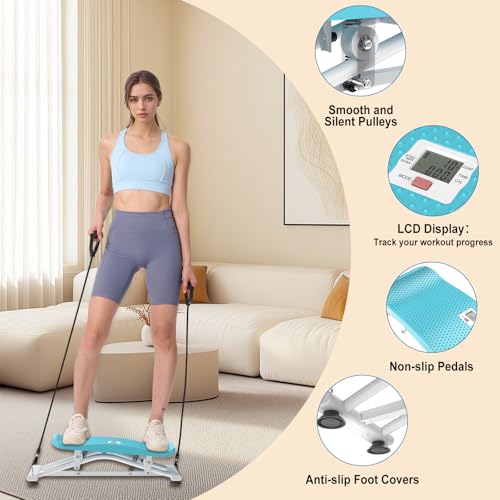 Balance Board, Ski Balancing Machine with 300 LBS Weight Capacity, Slide Stepper Stimulated Ski with Resistance Bands, Portable Balance Trainer for Full Body Workout