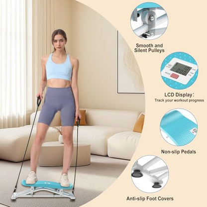 Balance Board, Ski Balancing Machine with 300 LBS Weight Capacity, Slide Stepper Stimulated Ski with Resistance Bands, Portable Balance Trainer for Full Body Workout