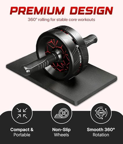 Ab Roller Wheel for Abs Workout, Exercise Wheels with Thick Knee Pad, No Noise Ab Wheel Roller for Core Workout, Abdominal Exercise, Rueda Para Abdominales, Home Gym Fitness Equipment for Men Women