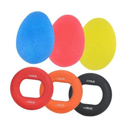 6Pcs Grip Strengthening Kit with Hand Grippers and Rings for Workouts