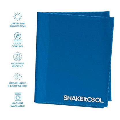 Extended Size Cooling Towel – Be Cool in Style - Heat Relief, Soft, Lightweight, Sun Protection, Easy Clean - Perfect for Biking, Hiking, Running, Yoga, Golf, Gardening - Blue M - color: Blue