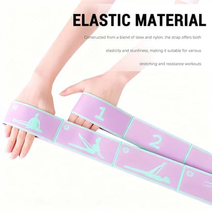 2- Pack Stretching Strap with 8 Loops - Multi-Loop Yoga Straps, Elastic Stretch Bands for Pilates, Dance, Gymnastics, Physical Therapy, and Exercise - color: Pink-Red,Pink