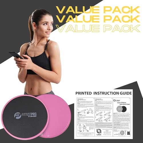 Core Sliders for Working Out - Exercise Sliders Fitness, Stability, Ab, Legs & Full Body (Set of 2) - Bonus Carry Bag & Workout Ebook - Gym Gliding Disc Pads for Hardwood, Carpet & More