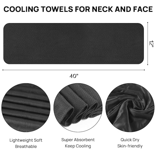 JBM Cooling Towel 40” X 12” Ice Towel Quick Dry Breathable Soft Microfiber Towels for Sports, Camping, Beach, and Outdoor Activities (Black) - color: Black