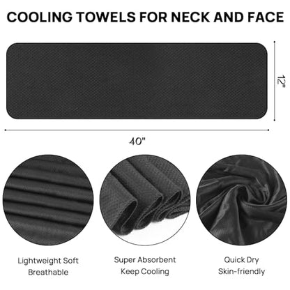 JBM Cooling Towel 40” X 12” Ice Towel Quick Dry Breathable Soft Microfiber Towels for Sports, Camping, Beach, and Outdoor Activities (Black) - color: Black