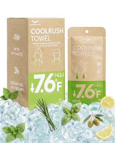 CoolRush Towel, Ice Neck Wraps for Extreme Heat, Large Cooling Body Wipe No Rinse, Chilly Wet Rags for Workout, Lake, Walking, Fishing, Running, Festival, Soccer, Cruise, Rave, River Must Have