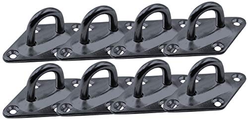 Heavy Duty Hammock Kits & Ceiling Hook Diamond Pad Eye Plates, 304 Stainless Steel & Black Zinc Galvanized Steel Corrosion Resistant, 2, 4 & 8 Packs - color: 8-Pack-Black-M6
