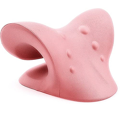 RESTCLOUD Neck and Shoulder Relaxer, Cervical Traction Device for TMJ Pain Relief and Cervical Spine Alignment, Chiropractic Pillow, Neck Stretcher(Pink) - color: Pink