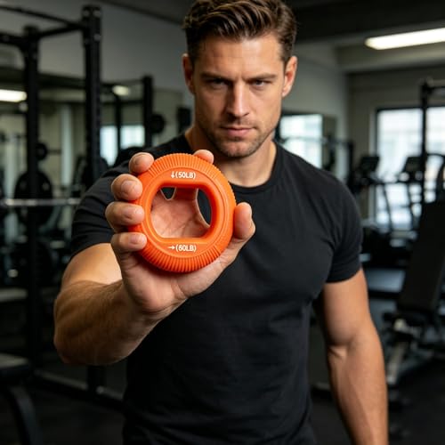 Grip Strength Trainer (30-80lbs) - 6 Resistance Levels, 3PCS Silicone Hand Grip Strengthener Rings for Rock Climbing, Athletes, Finger Workout & Stress Relief - Double Force Design