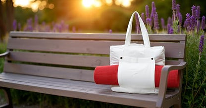 INDIAN CRAFT CASTLE Tote Bag with Yoga Mat Carrier Pocket Carryall Shoulder Bag for Office, Workout, Pilates, Travel, Beach and Gym