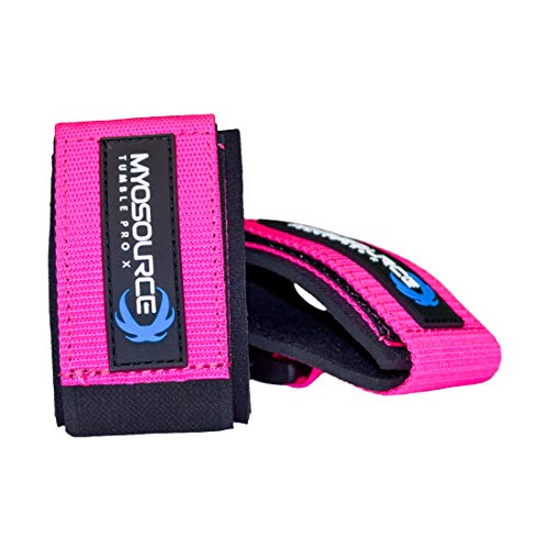 Tumble Pro X Ankle Straps Kit – Cheerleading Standing Tumbling Equipment, Gymnastics Backhandspring Trainer – Includes Flexibility Stunt Stretch Strap – Blue, Pink, Purple