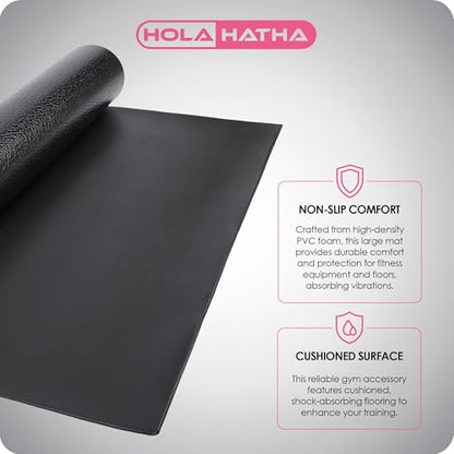 HolaHatha Lightweight Padded Exercise Yoga Mat, Non Slip Thick Foam Foldable Pad for Stretching and Workout Activity, 79 x 35.5" Medium, Grey