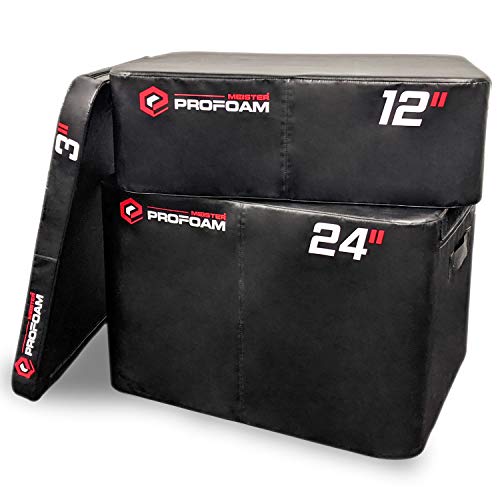 Meister PROFOAM Plyo Boxes - Foam Plyometric Jump Boxes for Pro Gyms - style: 3 BOX SET (24", 12", 3") - Black