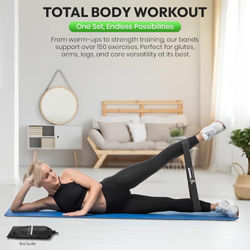 TonedUp Resistance Loop Exercise Bands - Pack of 5 Resistance Loops Coded Strength Levels, Instruction Guide & Carry Bag, Heavy Duty Stretching & Workout Bands for Women & Men