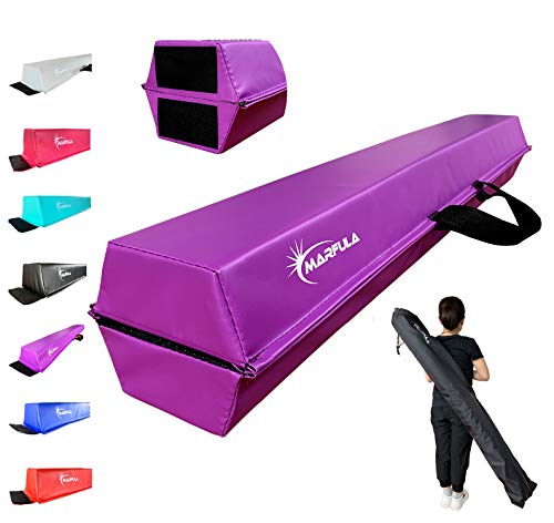 MARFULA Balance Beam - Folding Floor Gymnastics Equipment for Kids, Non Slip Base - 6 FT to 10 FT for Home Gym Use - color: Purple, size: 6ft
