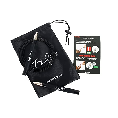 Tony Jeffries 2.0 Speed Jump Rope of 360 degree Spin Ball Bearings, Daily Exercise Skipping Rope with Silicon Grip Handles, Lightweight Self Locking Adjustable Length Jump Rope for Fitness Training
