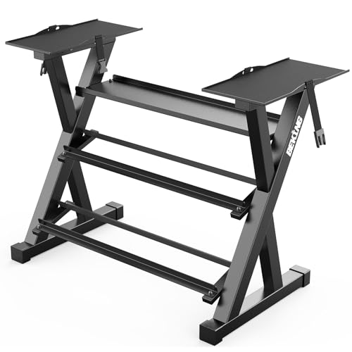 BEKING 3 Tier Dumbbell Rack,1000LB Capacity Weight Storage Rack for Home Gym Fitness,Multifunctional Free Weight Organizer Stand for Dumbbells, Kettlebells,Compact Design Save Floor Space