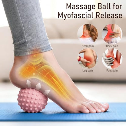 Massage Muscle Roller Stick & Ball Set 3 Pack- Deep Tissue Foot Body Massager with Trigger Point Therapy for Sore Myofascial Release Muscle Stress Relax Hand Arm Neck Feet Headache Blood Stimulation