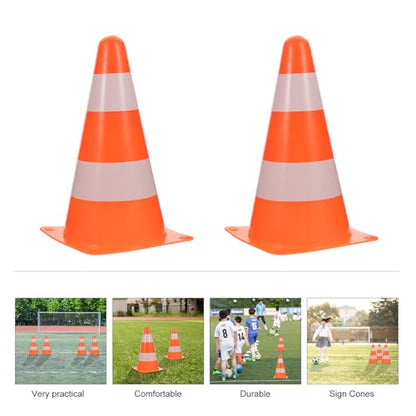 Alipis Football Training Marker Bucket and Roadblock Cones, 9-inch Orange Plastic Agility Football Obstacle Markers, 2pcs Set for Soccer Practice and Field Drills